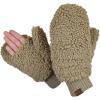 imageCC Womens Faux Fur Wrist Length Fingerless Sherpa Lined Convertible Mittens GlovesSherpa Dark Camel