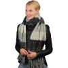 imageCC Womens Long Multicolored Warm Cable Knit Shawl Wrap Tassel ScarfBlackGrey