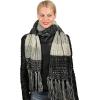 imageCC Womens Long Multicolored Warm Cable Knit Shawl Wrap Tassel ScarfBlackGrey