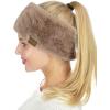 imageCC Womens Soft Faux Fur Feel Sherpa Lined Ear Warmer Headband HeadwrapMocha