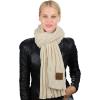 imageCC Womens Ultra Soft Chenille Ribbed Thick Warm Knit Shawl Wrap ScarfBeige