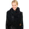 imageCC Womens Ultra Soft Chenille Ribbed Thick Warm Knit Shawl Wrap ScarfBlack