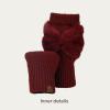 imageCC Womens Warm Knit Fingerless Half Finger Fleece Lined Winter GlovesBow  Burgundy