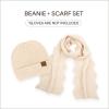 imageCC Womens Winter Knit Beanie Hat and Scarf Set Chevron Pattern Warm Cozy AccessoriesBeige