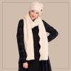 imageCC Womens Winter Knit Beanie Hat and Scarf Set Chevron Pattern Warm Cozy AccessoriesBeige