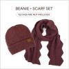 imageCC Womens Winter Knit Beanie Hat and Scarf Set Chevron Pattern Warm Cozy AccessoriesBerry
