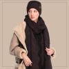 imageCC Womens Winter Knit Beanie Hat and Scarf Set Chevron Pattern Warm Cozy AccessoriesBlack