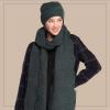 imageCC Womens Winter Knit Beanie Hat and Scarf Set Chevron Pattern Warm Cozy AccessoriesDeep Pine
