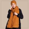 imageCC Womens Winter Knit Beanie Hat and Scarf Set Chevron Pattern Warm Cozy AccessoriesGolden Camel