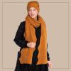 imageCC Womens Winter Knit Beanie Hat and Scarf Set Chevron Pattern Warm Cozy AccessoriesGolden Camel