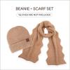 imageCC Womens Winter Knit Beanie Hat and Scarf Set Chevron Pattern Warm Cozy AccessoriesTaupe