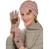 imageUnisex Soft Stretch Cable Knit Beanie and AntiSlip Touchscreen Gloves 2 Pc SetConfetti Indi Pink