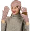 imageUnisex Soft Stretch Cable Knit Beanie and AntiSlip Touchscreen Gloves 2 Pc SetConfetti Indi Pink