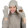 imageUnisex Soft Stretch Cable Knit Beanie and AntiSlip Touchscreen Gloves 2 Pc SetConfetti Oatmeal