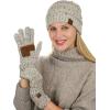imageUnisex Soft Stretch Cable Knit Beanie and AntiSlip Touchscreen Gloves 2 Pc SetConfetti Oatmeal
