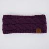 imageWinter CC Confetti Warm Fuzzy Fleece Lined Thick Knit Headband Headwrap Hat CapSolid Dk Purple