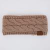 imageWinter CC Confetti Warm Fuzzy Fleece Lined Thick Knit Headband Headwrap Hat CapSolid Taupe