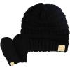 imageCC Babies Winter Cable Knit Beanie and Fuzzy Lined Mitten Set Black