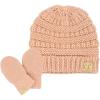 imageCC Babies Winter Cable Knit Beanie and Fuzzy Lined Mitten SetIndi Pink