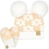 imageCC Baby Daisy Double Knit Skully Beanie and Gloves Set for Toddler with Faux Fur Pom PomBeige
