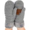imageCC CC Super Thick Fuzzy Fleeced Lined Warm Winter Knitted Mittens GlovesSolid Lt Melange Gray