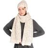 imageCC Cable Knit Beanie and Scarf Set Colorful Confetti Pattern Winter AccessoriesOatmeal