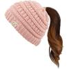 imageCC Children Kids Beanie Chunky Knitted Beanie Pony Tail Hat for Kid Ages 25 MB847 MB816Indipink