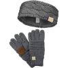 imageCC Childrens Kids Cable Knit Ear Warmer Headband and Touchscreen Gloves SetDark Melange Gray