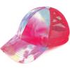imageCC Childrens Kids Girls Criss Cross High Bun Adjustable Mesh Trucker Baseball CapTie Dye Hot Pink