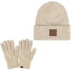 imageCC Eco Friendly Unisex Classic Warm Winter Beanie and Touchscreen Glove SetHeather Beige