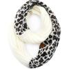 imageCC Exclusives Solid Color Ribbed Infinity Scarf with Leopard Pattern Cuff SF80 Ivory