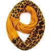 imageCC Exclusives Solid Color Ribbed Infinity Scarf with Leopard Pattern Cuff SF80 Mustard