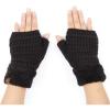 imageCC Fingerless Gloves Fuzzy Lined Knit Wrist Warmer Solid Ribbed Glove FLG25 Black