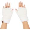 imageCC Fingerless Gloves Fuzzy Lined Knit Wrist Warmer Solid Ribbed Glove FLG25 Ivory