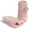 imageCC Fingerless Gloves for Women  Fuzzy Lined Knit Wrist Warmers Ribbed Smocking Stitch Soft Acrylic FLG25A Smocking Stitch Patterndusty Rose