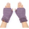 imageCC Fingerless Gloves for Women  Fuzzy Lined Knit Wrist Warmers Ribbed Smocking Stitch Soft Acrylic FLG25Violet