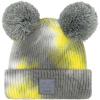 imageCC Kids Babies Soft Stretch Cable Knit Faux Fur Pom Pom Beanie HatTie Dye GrayYellow