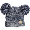 imageCC Kids Childrens Cable Knit Double Ear Pom Cuffed Beanie Cap HatTwo Tone Navy