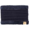 imageCC Kids Ribbed Neck Warmer For Boys Girls  Comfortable Soft Warm Children Youth Knit Neck Gaiter with Fuzzy LiningNavy