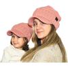 imageCC Mommy and Me Beanies Women Kids Toddler Infant Mom and Baby Matching Christmas Outfits Winter Visor BrimAdult  Toddler  Indi Pink