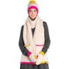 imageCC Sherpa Fleece Knit Beanie and Mittens Set Winter Accessories for Women Soft StretchyBeige