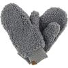 imageCC Soft Faux Fur Fuzzy Lined Flip Up Down Top Fingerless Mitten Gloves Sherpa Gray One Size