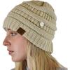 imageCC Soft Stretch Cable Knit Side Epoxy Button for Mask Beanie SkullyBeige