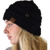 imageCC Soft Stretch Cable Knit Side Epoxy Button for Mask Beanie SkullyBlack