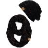 imageCC Soft Stretch Colorful Confetti Cable Knit Beanie and Infinity Loop Scarf SetBlack