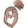 imageCC Soft Stretch Colorful Confetti Cable Knit Beanie and Infinity Loop Scarf SetIndi Pink