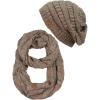 imageCC Soft Stretch Colorful Confetti Cable Knit Beanie and Infinity Loop Scarf SetTaupe