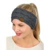 imageCC Soft Stretch Winter Warm Cable Knit Fuzzy Lined Ear Warmer Headband Dark Melange Gray