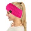 imageCC Soft Stretch Winter Warm Cable Knit Fuzzy Lined Ear Warmer Headband Neon Hot Pink