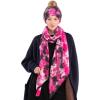 imageCC Tie Dye Multi Color Knit Pom Beanie with Faux Fur Pom and Matching Scarf Set Winter Accessories for WomenBlackHot Pink